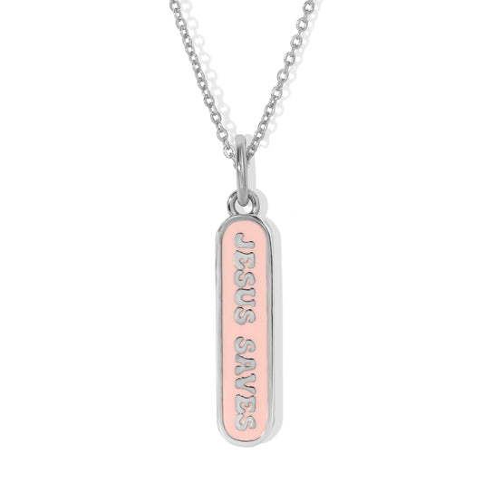 Sterling Silver Jesus Saves Necklace